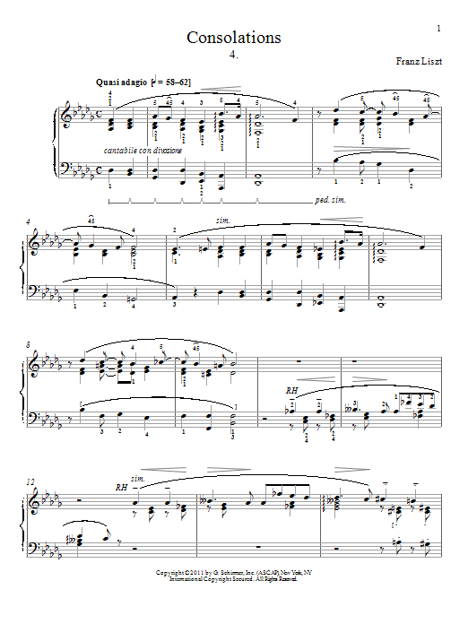Product gallery: Page 1 of 1 Consolation No. 4, Franz Liszt