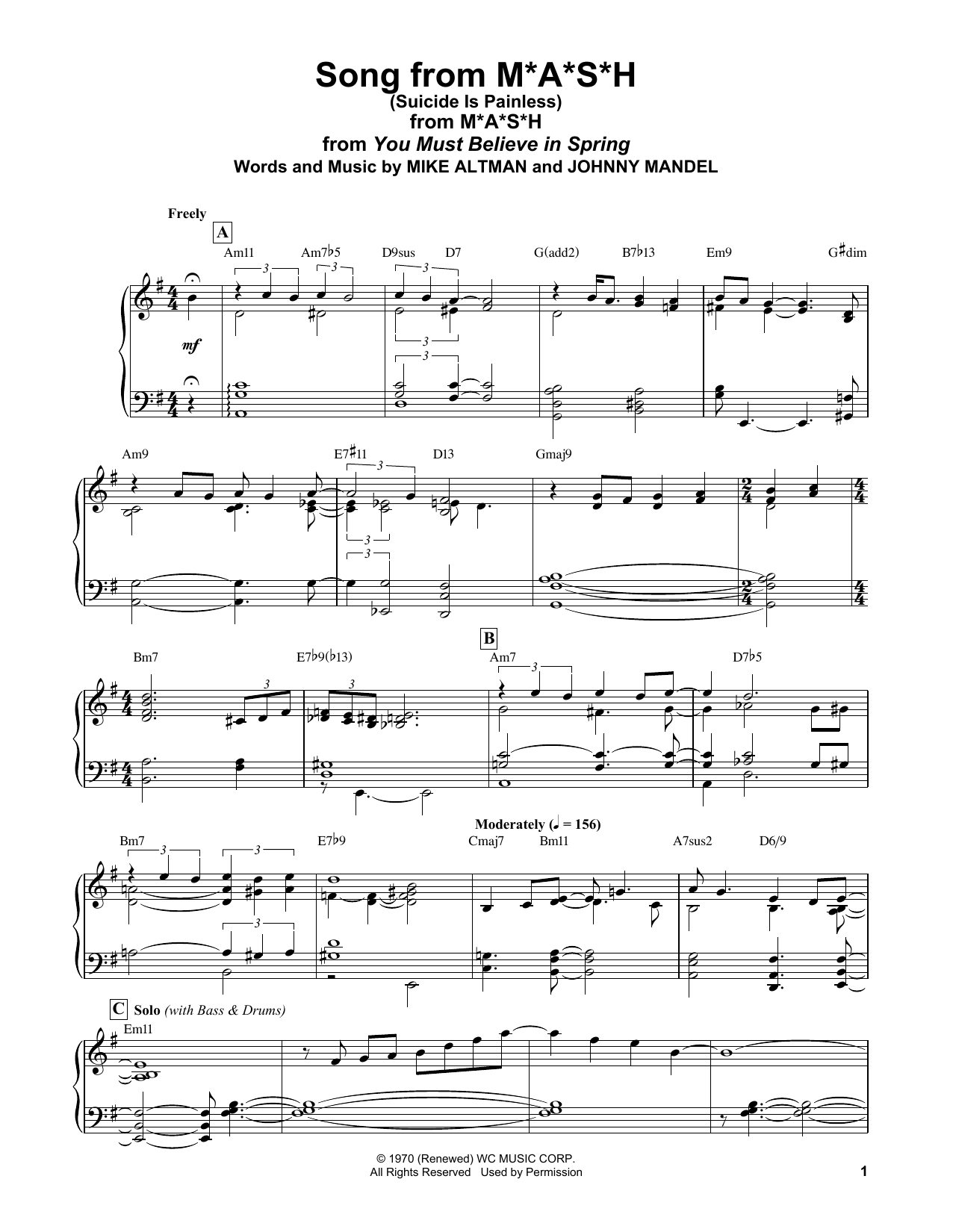 Product gallery: Page 1 of 1 Song From M*A*S*H (Suicide Is Painless), Bill Evans