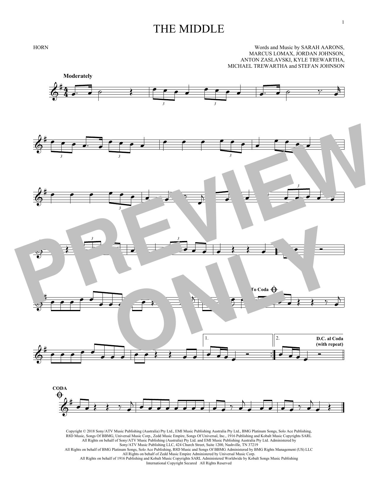 Produktgalerie: Seite 1 von 1 The Middle, Zedd, Maren Morris & Grey, Horn