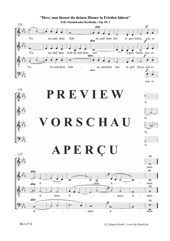 gallery: Herr, nun lässest du deinen Diener in Frieden fahren  op.69.1, , Gemischter Chor