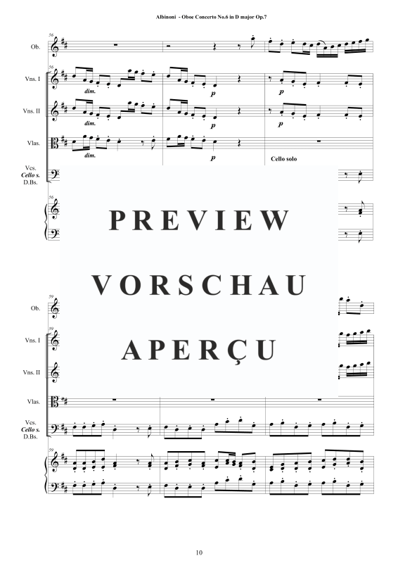 Product gallery: Page 11 of 11 Concerto No.6 in D-Dur Op.7, , Solo Oboe, String Ensemble, and Harpsichord (Basso Continuo)