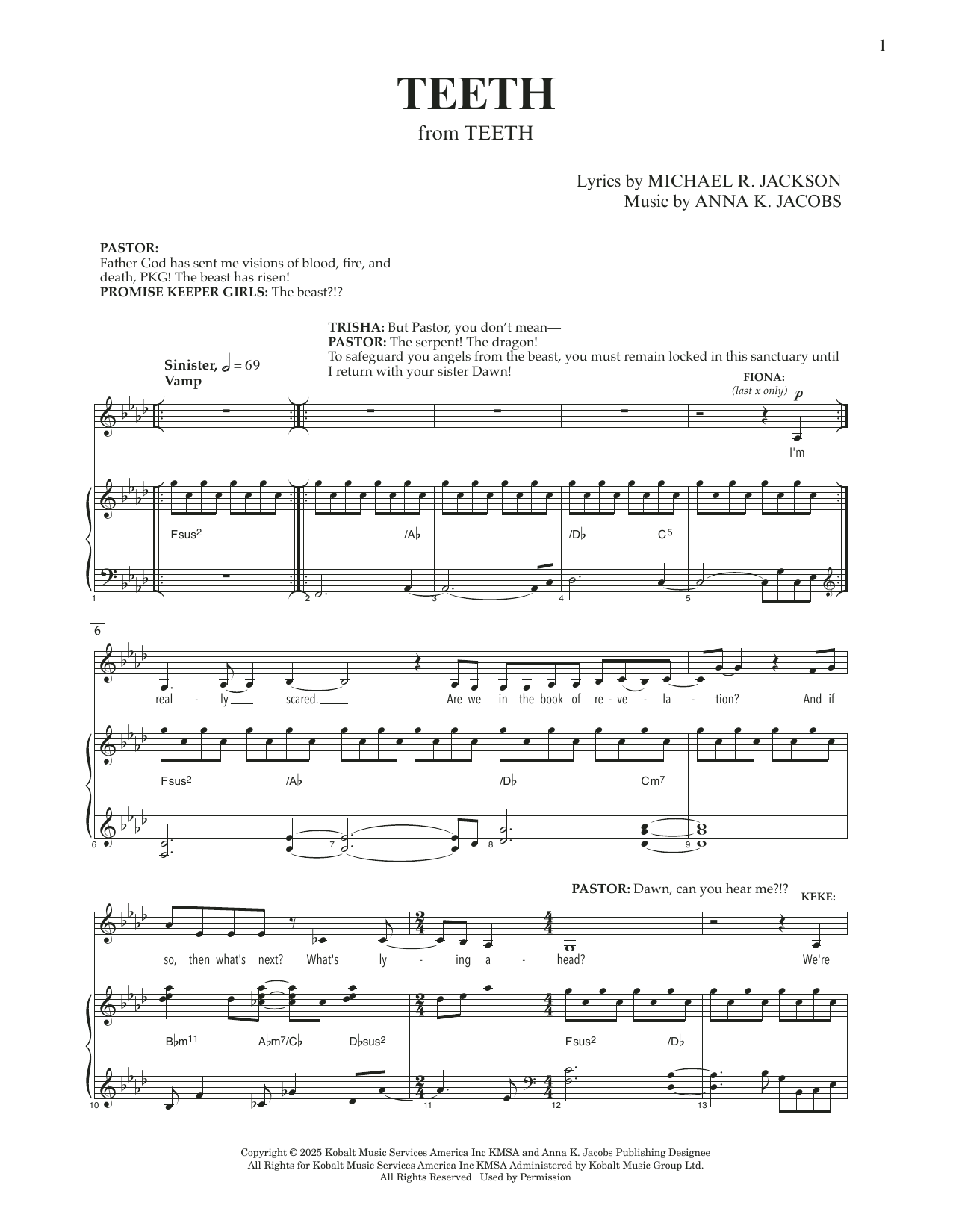 Produktgalerie: Seite 1 von 1 Teeth (from Teeth), Anna K. Jacobs and Michael R. Jackson, Gesang, Klavier