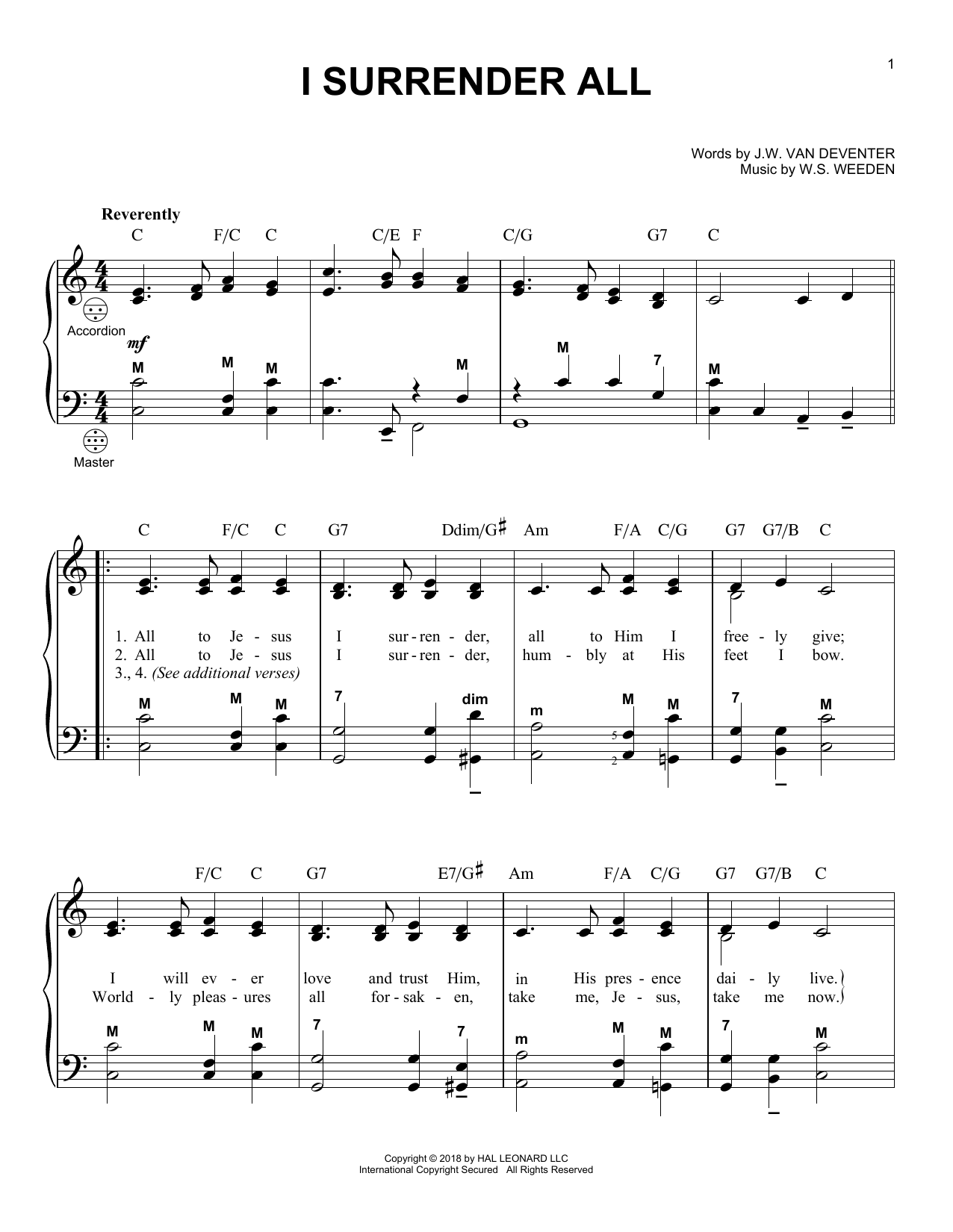 Product gallery: Page 1 of 1 I Surrender All, Judson W. Van De Venter