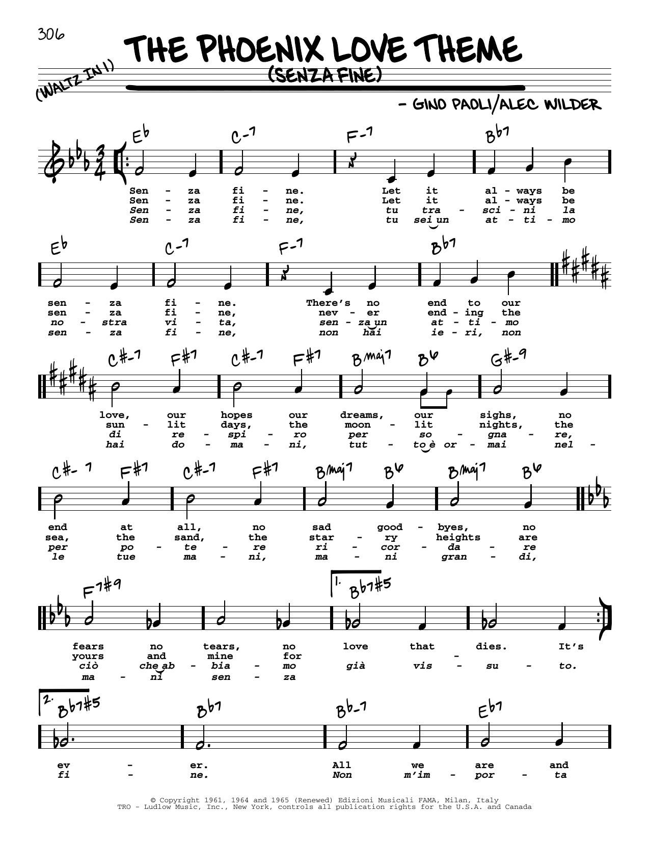 Produktbild zu: The Phoenix Love Theme (Senza Fine) (High Voice)