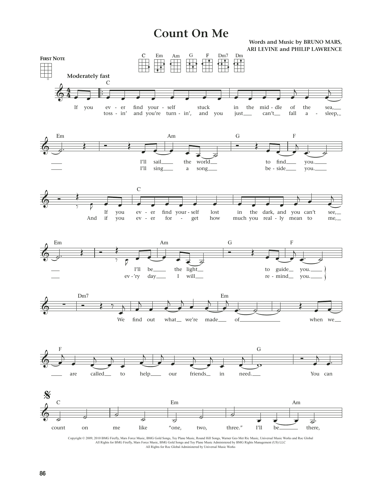 Count On Me (from The Daily Ukulele) (arr. Jim Beloff) - sheet music by Bruno Mars - smd-1623152 ...