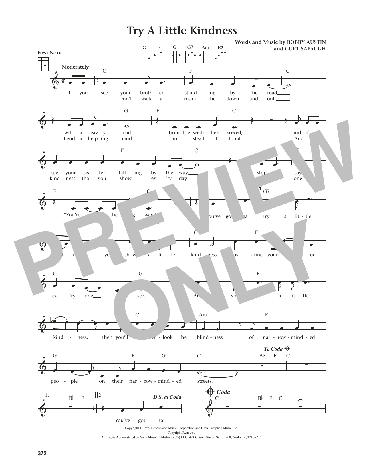 Product gallery: Page 1 of 1 Try A Little Kindness (from The Daily Ukulele) (arr. Jim Beloff), Glen Campbell