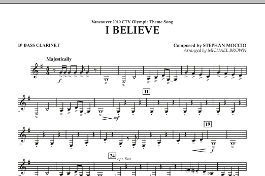 Produktbild zu: I Believe (Vancouver 2010 CTV Olympic Theme Song) - Bb Bass Clarinet