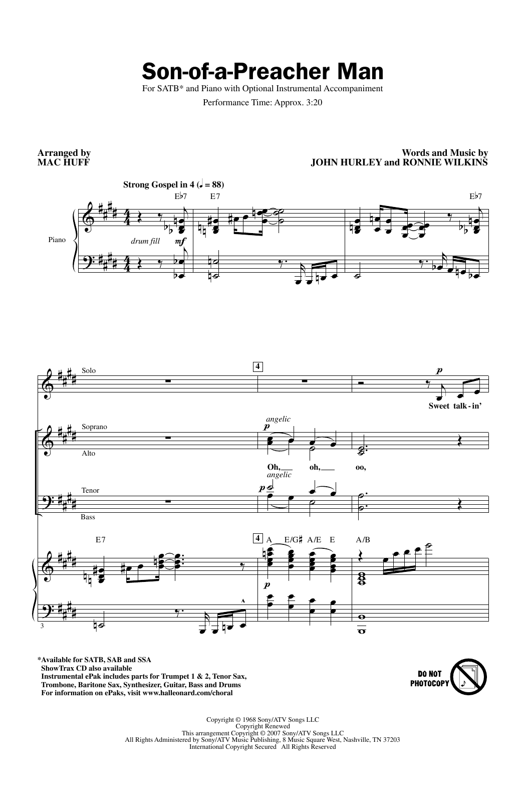 Produktgalerie: Seite 1 von 1 Son-Of-A-Preacher Man (arr. Mac Huff), Dusty Springfield, Chor