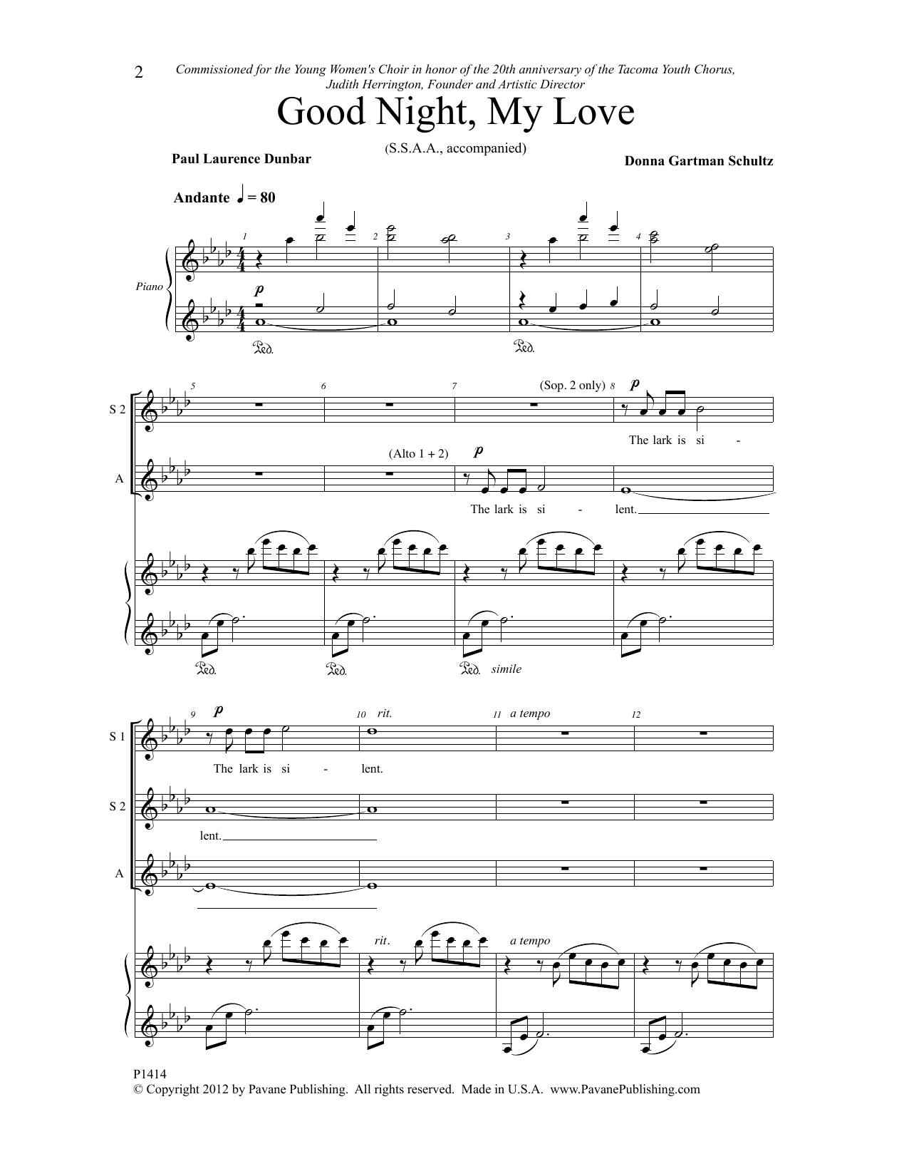 Produktgalerie: Seite 1 von 1 Good Night, My Love, Paul Laurence Dunbar, Chor