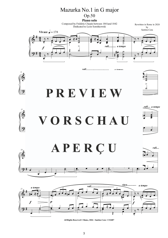 Produktgalerie: Seite 4 von 11 3 Mazurkas Op. 50 für Klavier - Vollständige Partituren, , Klavier Solo