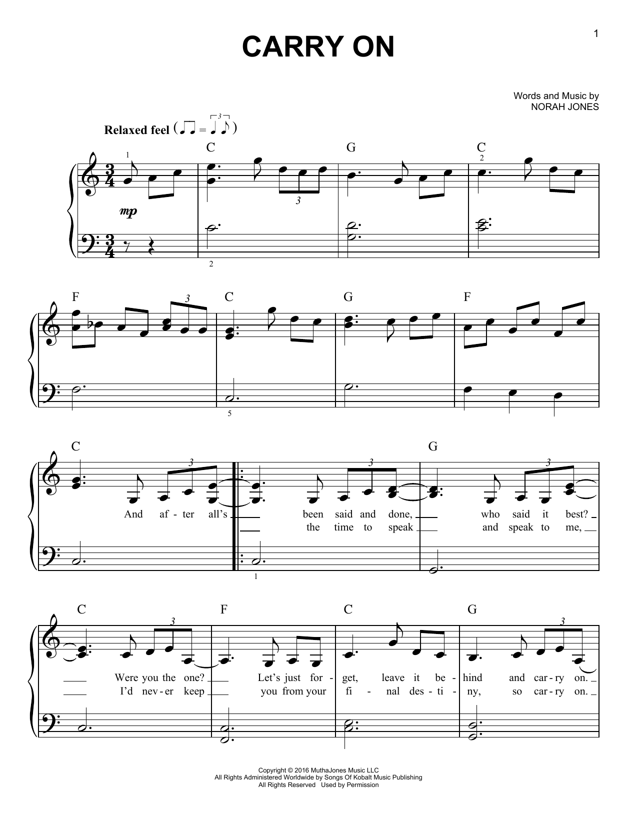 Produktgalerie: Seite 1 von 1 Carry On, Norah Jones, Klavier