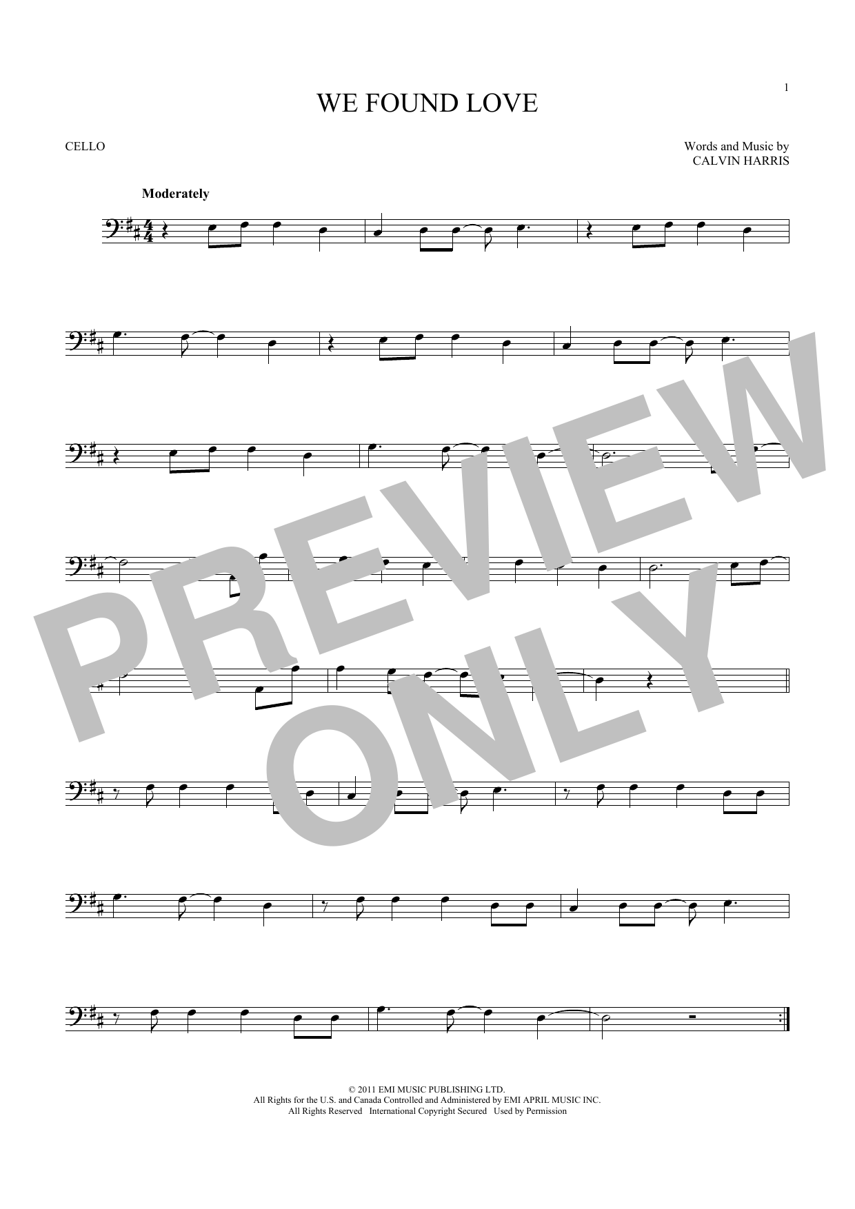 Produktgalerie: Seite 1 von 1 We Found Love, Rihanna featuring Calvin Harris, Violoncello