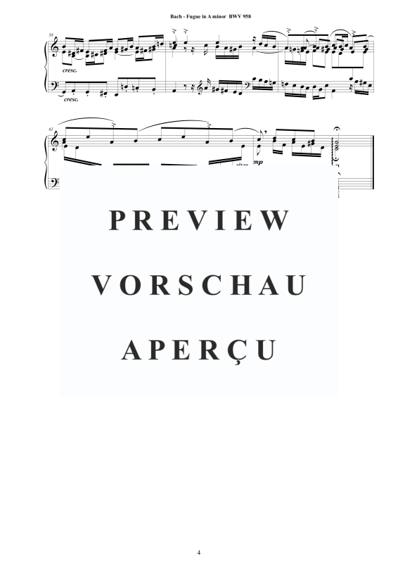 Product gallery: Page 5 of 5 Fugue in A minor BWV 958, , Solo Piano