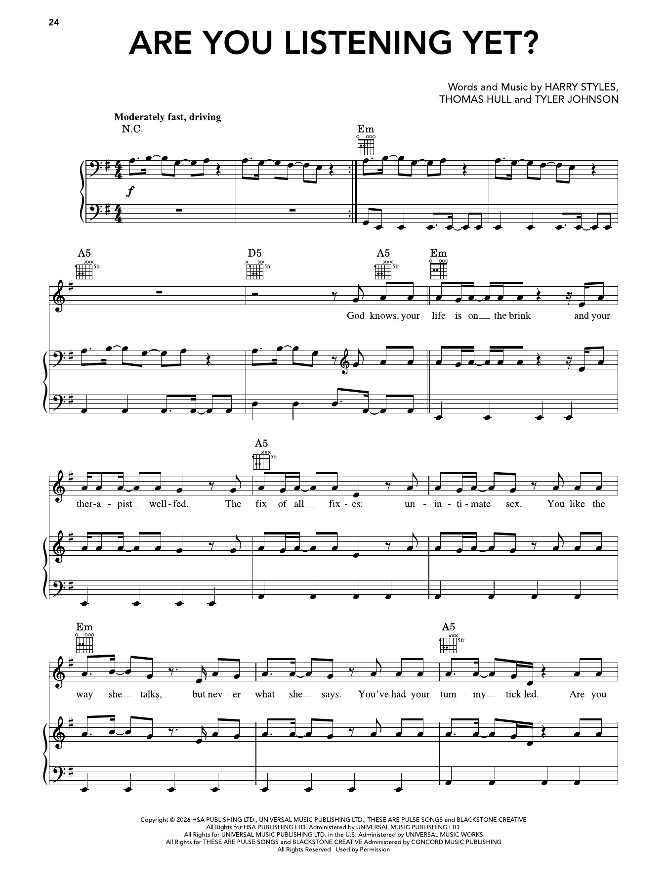 Produktgalerie: Seite 1 von 1 Are You Listening Yet?, Harry Styles, Gesang, Gitarre, Klavier