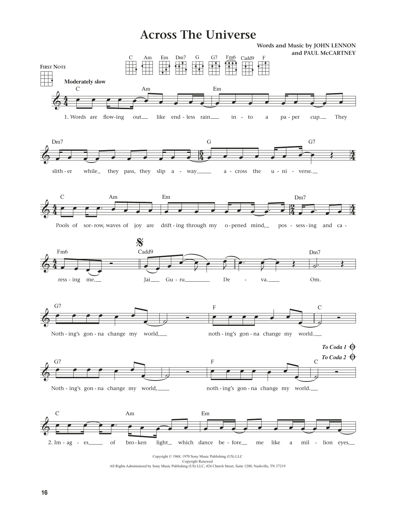 Product gallery: Page 1 of 1 Across The Universe (from The Daily Ukulele) (arr. Jim Beloff), The Beatles
