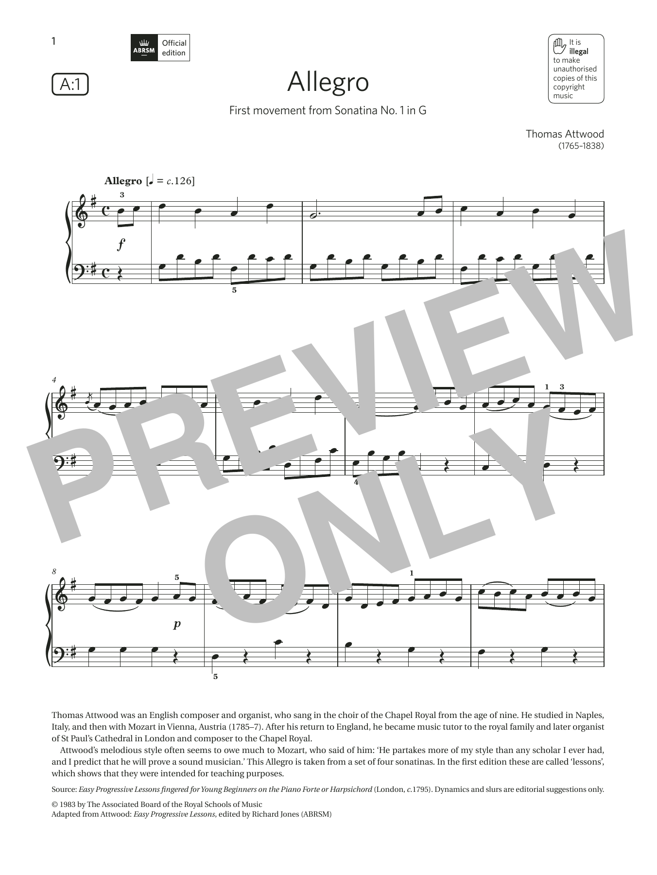 Product picture to: Allegro (Grade 2, list A1, from the ABRSM Piano Syllabus 2021 & 2022)