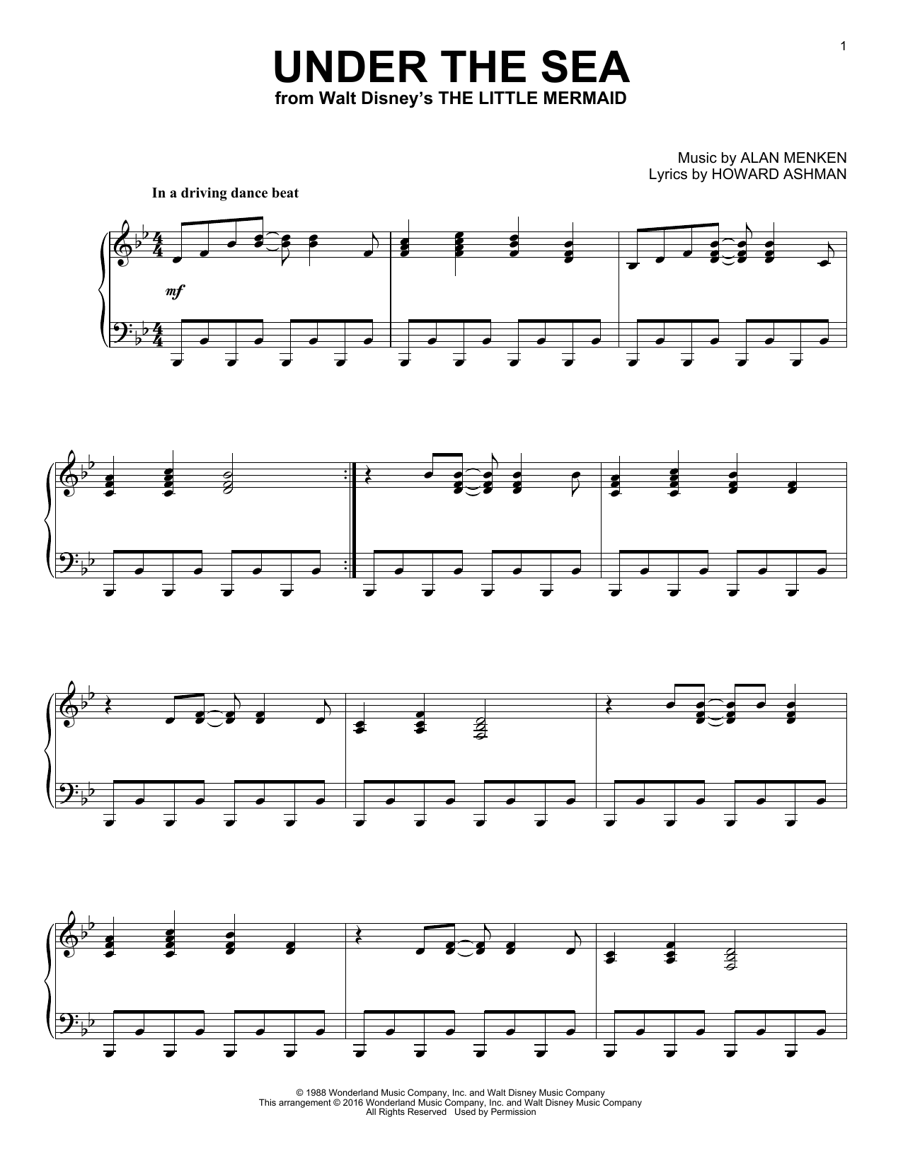 Product gallery: Page 1 of 1 Under The Sea [Jazz version] (from The Little Mermaid), Alan Menken