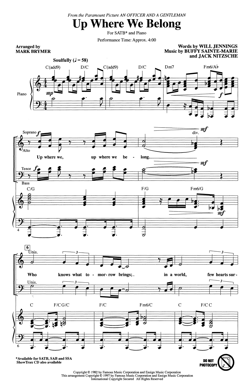 Produktbild zu: Up Where We Belong (arr. Mark Brymer)