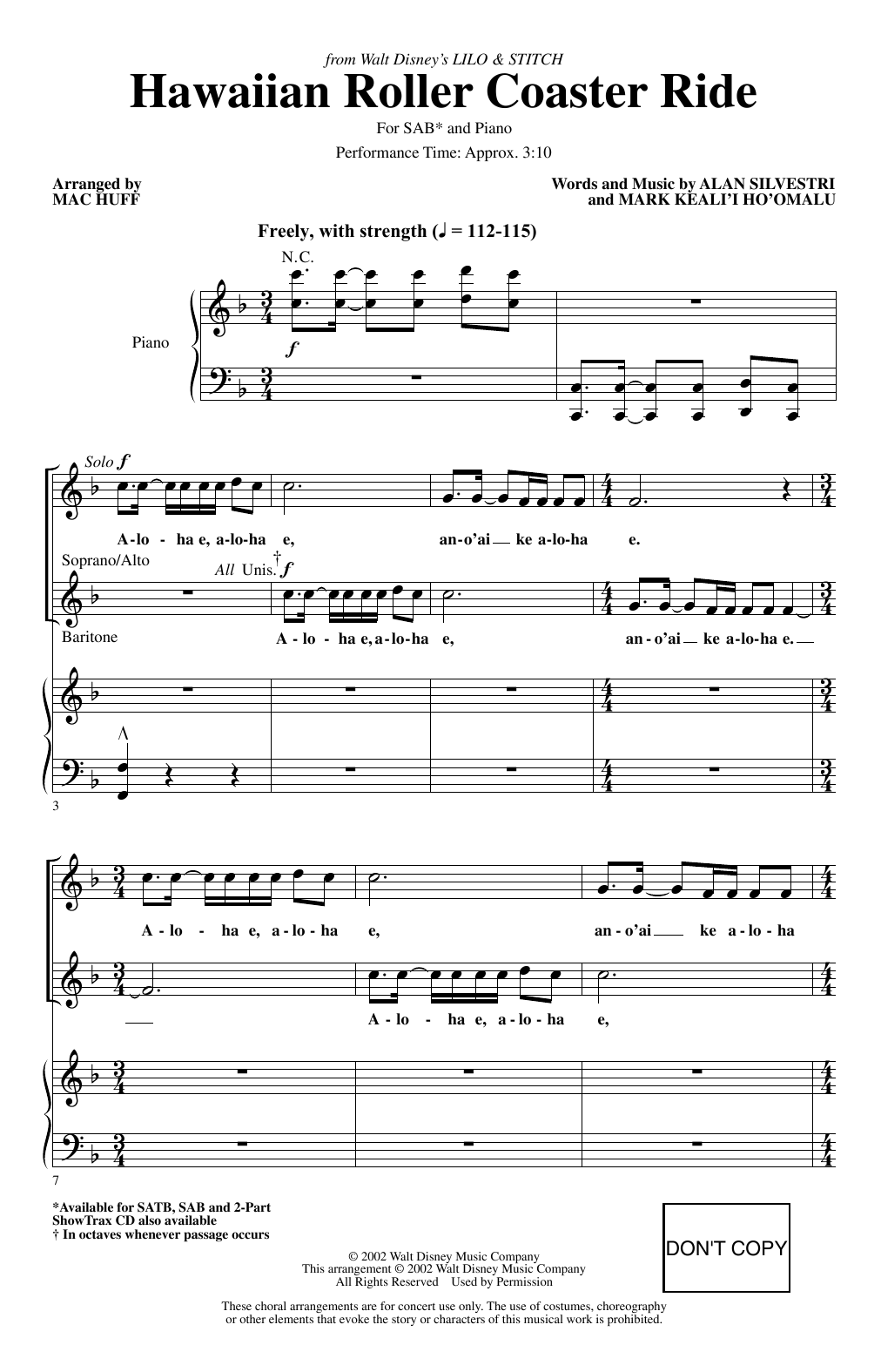 Produktbild zu: Hawaiian Roller Coaster Ride (from Lilo & Stitch) (arr. Mac Huff)
