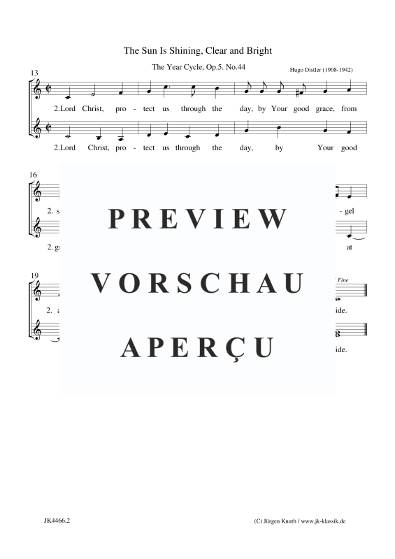 Produktgalerie: Seite 3 von 3 The Sun Is Shining, Clear and Bright (The Year Cycle, Op.5. No.44), , Frauenchor SSA