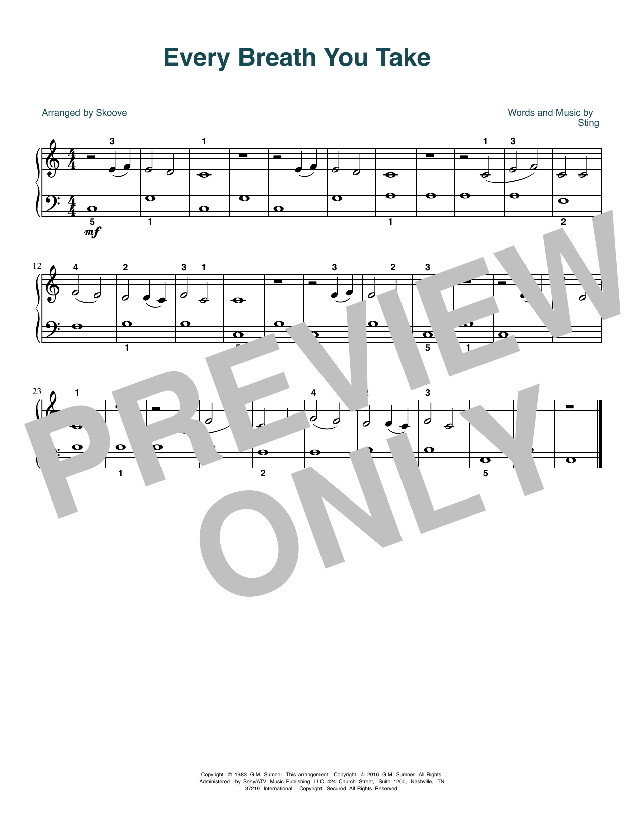 Product picture to: Every Breath You Take (arr. Skoove)
