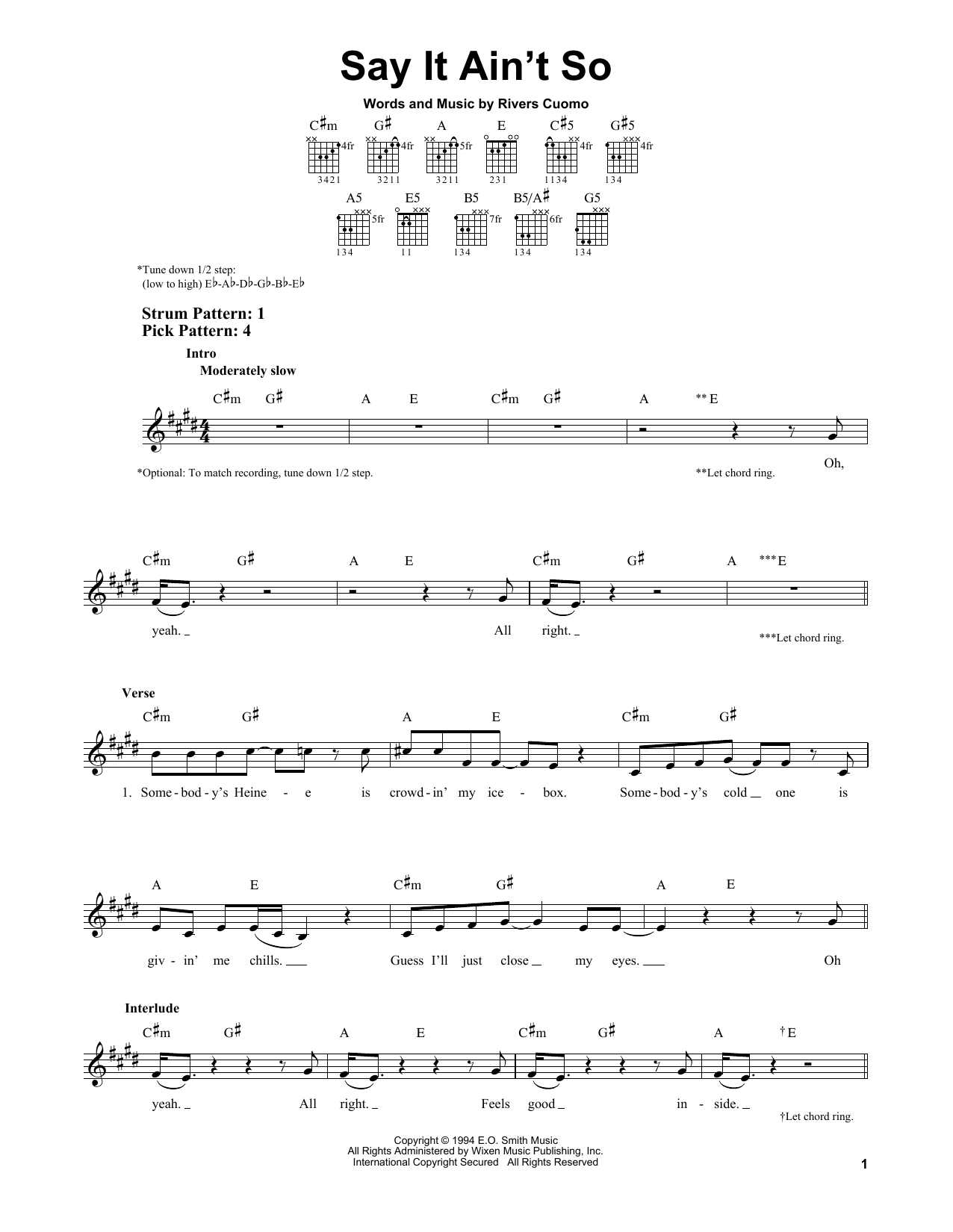 Produktgalerie: Seite 1 von 1 Say It Ain't So, Weezer, Gitarre