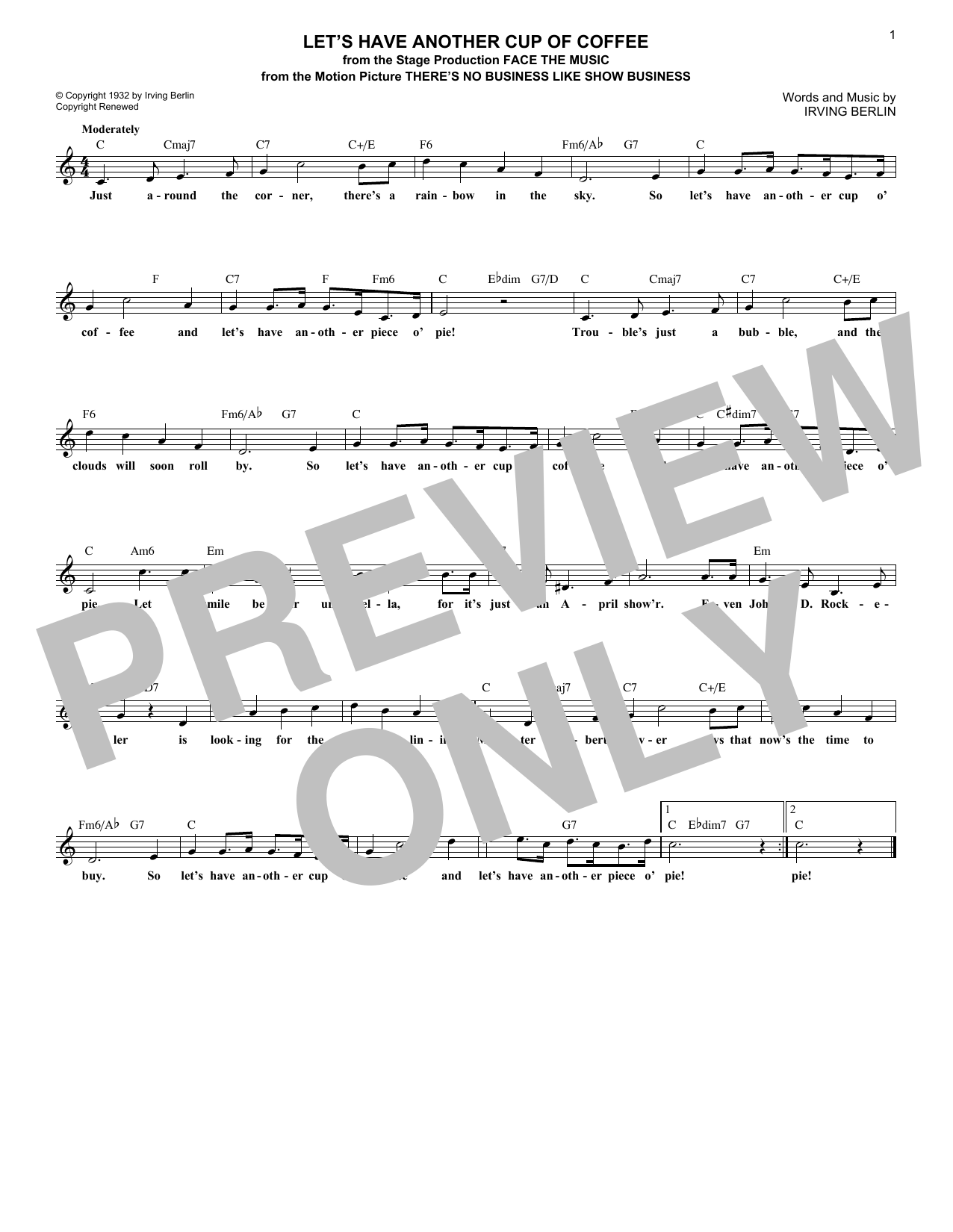 Product gallery: Page 1 of 1 Let's Have Another Cup Of Coffee, Irving Berlin