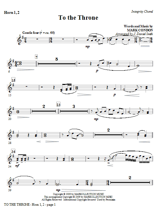 Produktgalerie: Seite 1 von 1 To The Throne - Horn 1 & 2, J. Daniel Smith, Chor