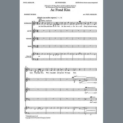 Product picture to: Ae Fond Kiss (arr. Paul Mealor)