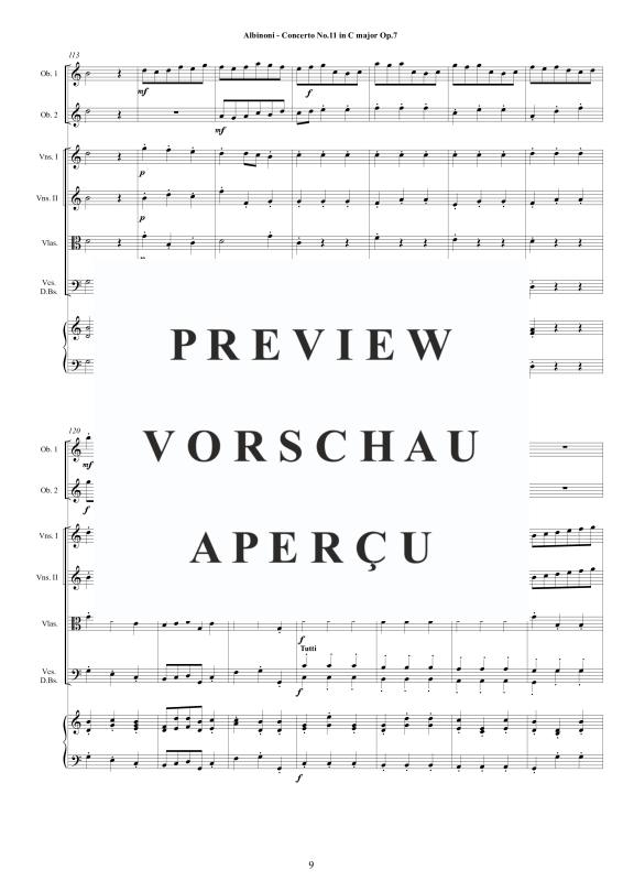 Product gallery: Page 10 of 11 Concerto No.11 in C-Dur Op.7, , 2 Solo Oboes, String Ensemble, and Harpsichord (Bc)