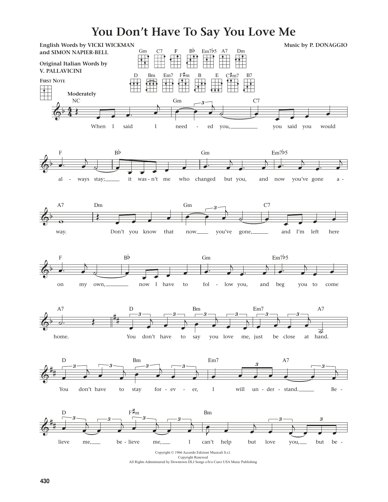 Product gallery: Page 1 of 1 You Don't Have To Say You Love Me (from The Daily Ukulele) (arr. Jim Beloff), Elvis Presley