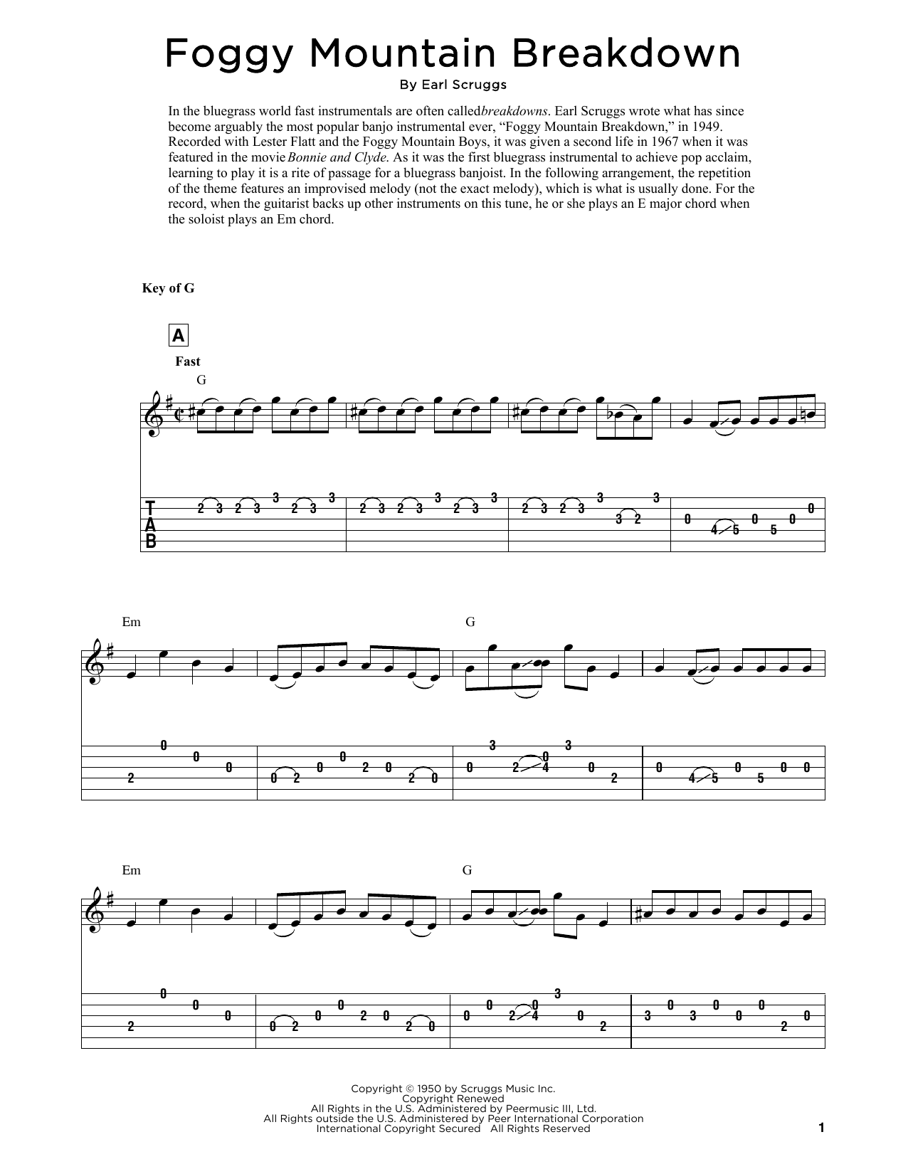 Produktgalerie: Seite 1 von 1 Foggy Mountain Breakdown (arr. Fred Sokolow), Lester Flatt & Earl Scruggs, Gitarre