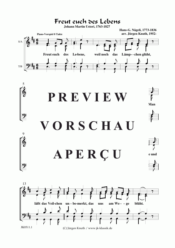 Produktgalerie: Seite 6 von 9 Freut euch des Lebens, , Gesang 4-stimmig SATB + Klavier