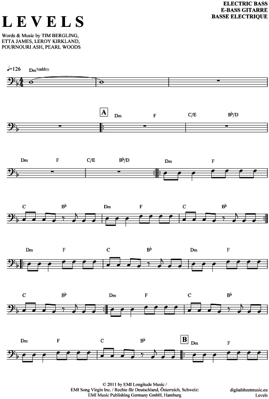 Product gallery: Page 1 of 4 Levels , Avicii, Bass Guitar