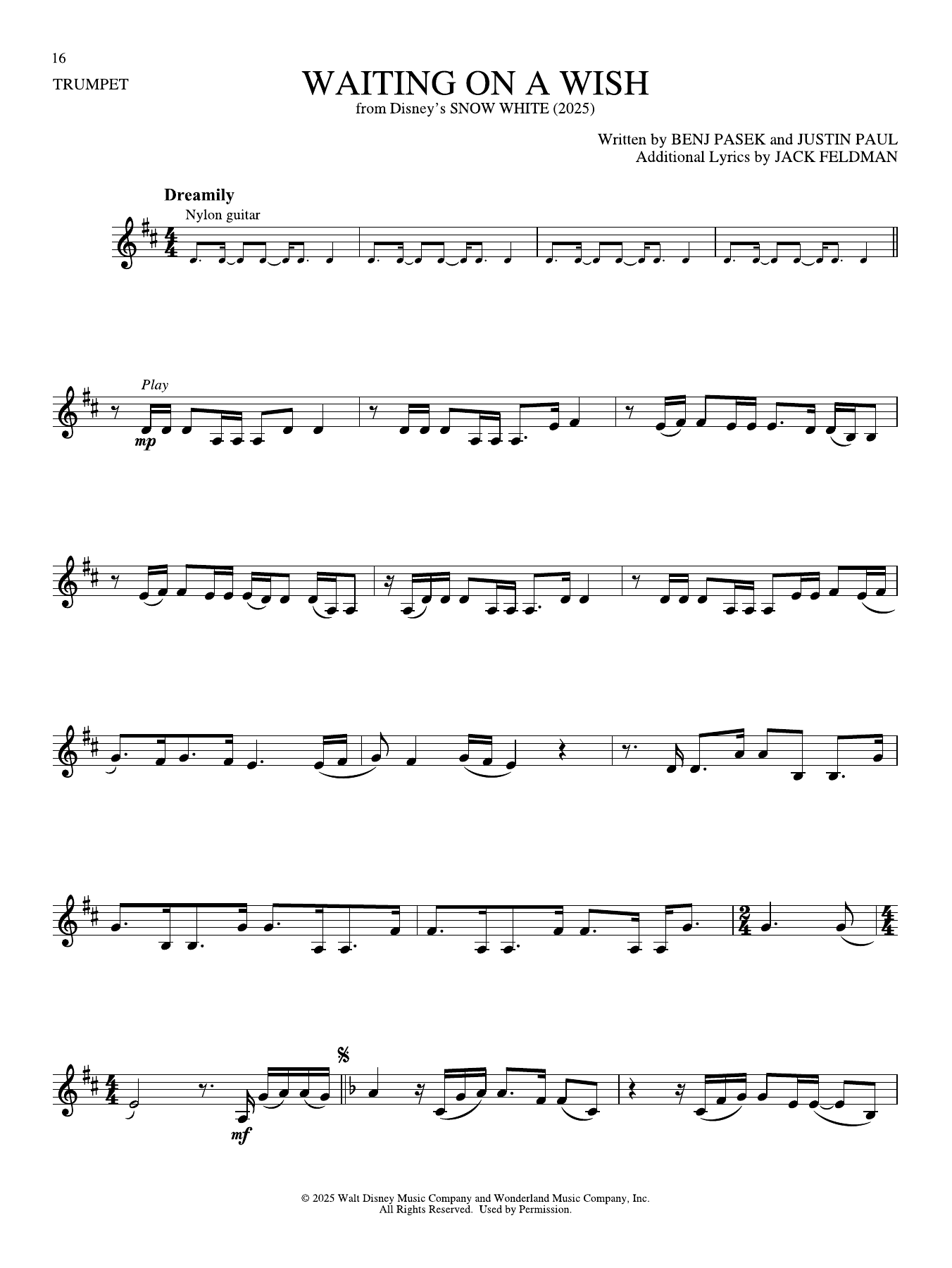 Produktgalerie: Seite 1 von 1 Waiting On A Wish (from Snow White) (2025), Rachel Zegler, Trompete