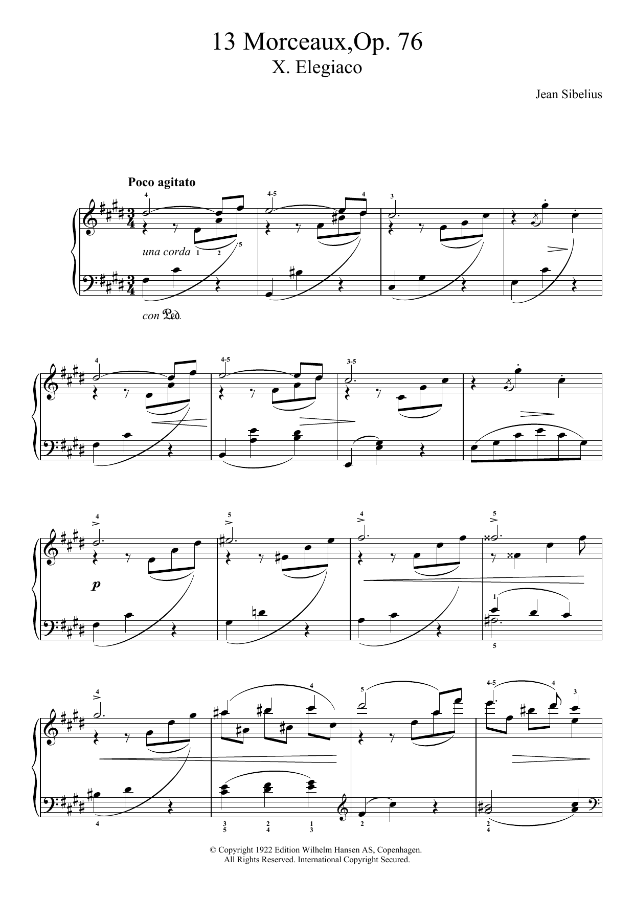 Product gallery: Page 1 of 1 13 Morceaux, Op.76 - X. Elegiaco, Jean Sibelius