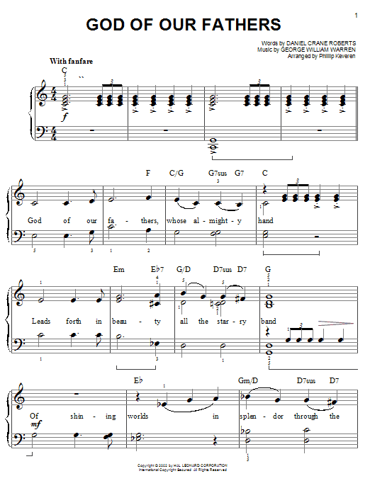 Product picture to: God Of Our Fathers (arr. Phillip Keveren)