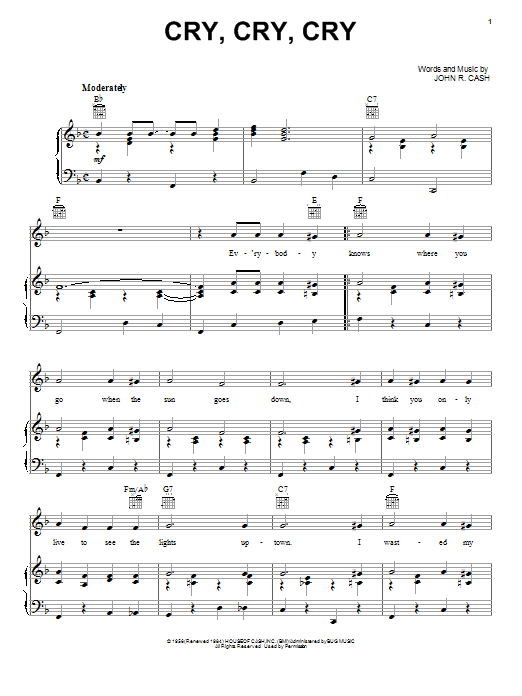 Produktgalerie: Seite 1 von 1 Cry, Cry, Cry, Johnny Cash, Gesang, Gitarre, Klavier