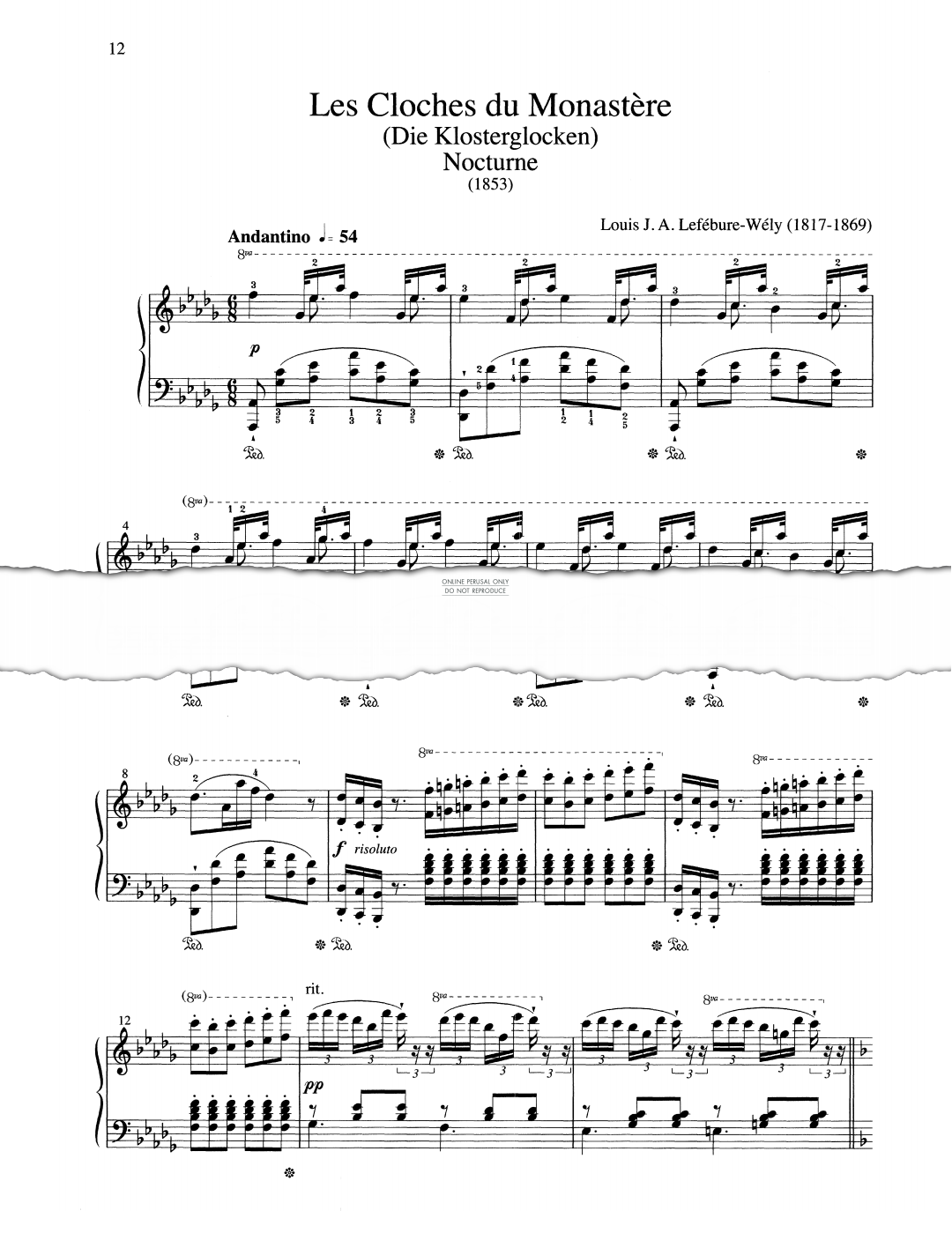 Produktgalerie: Seite 1 von 1 Les Cloches du Monastère 'Nocturne', Alfred Lefébure-Wély, Klavier