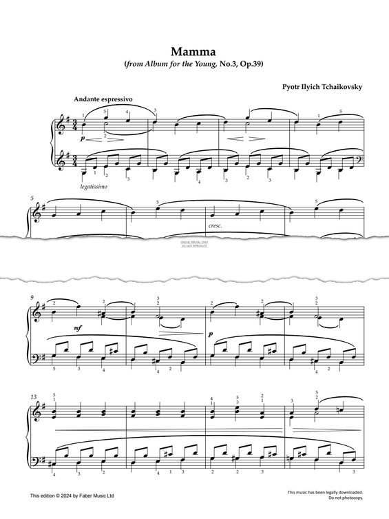 Produktgalerie: Seite 1 von 1 Mamma, (Album for the Young, No.3, Op.39), Pyotr Ilyich Tchaikovsky, Klavier