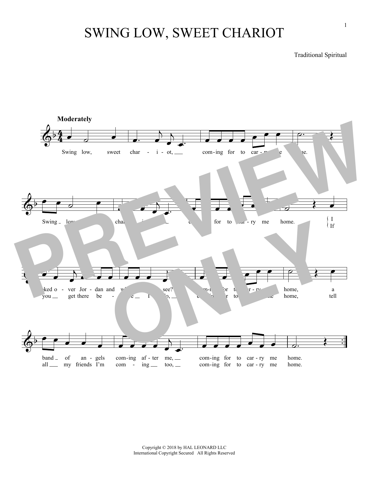 Produktbild zu:  Swing Low, Sweet Chariot - Traditional Spiritual