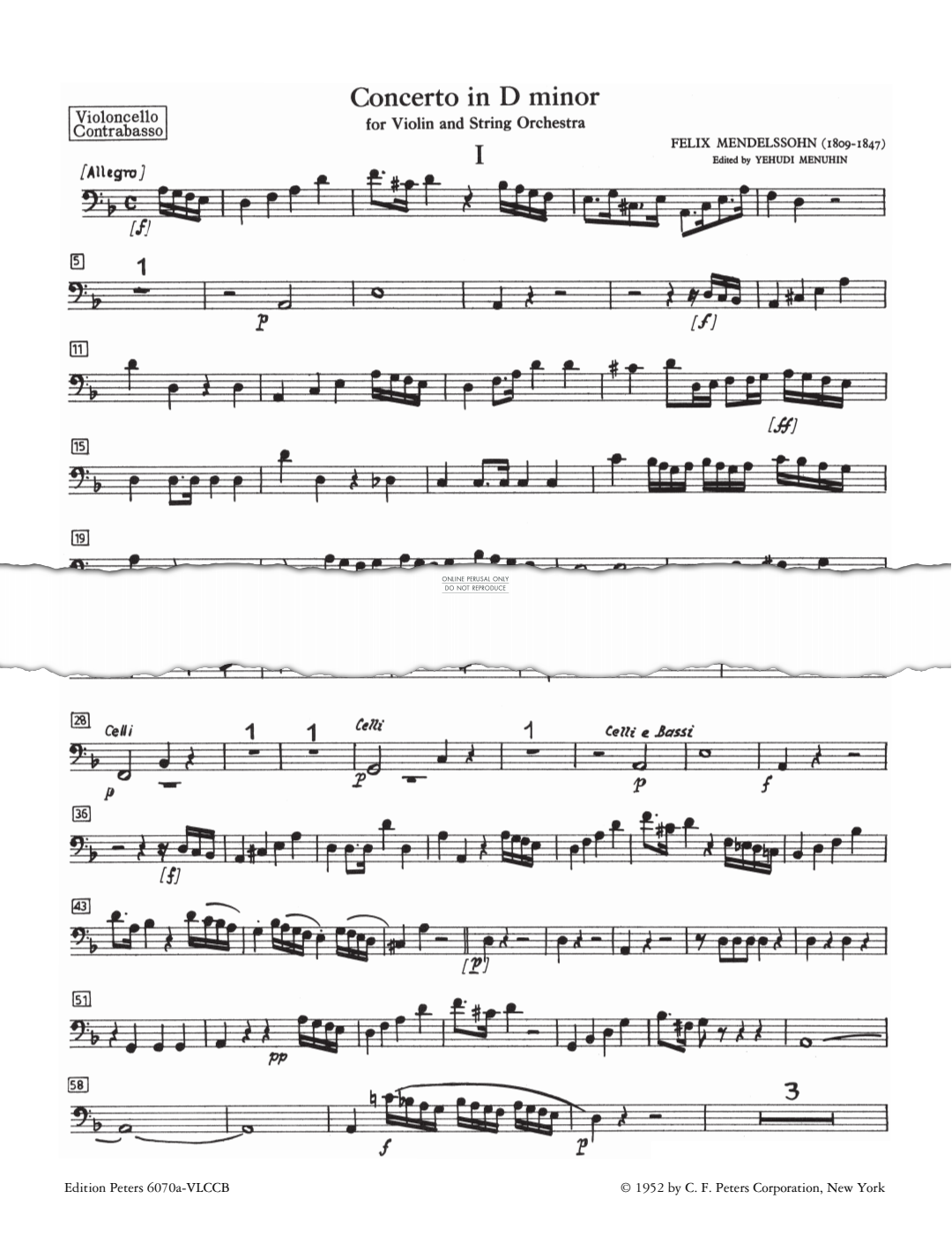 Produktbild zu: Violin Concerto in D minor (Cello/Bass)