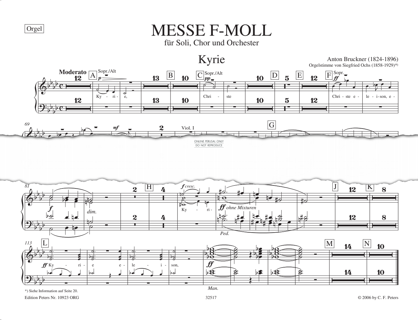 Product picture to: Mass in F Minor (Organ)