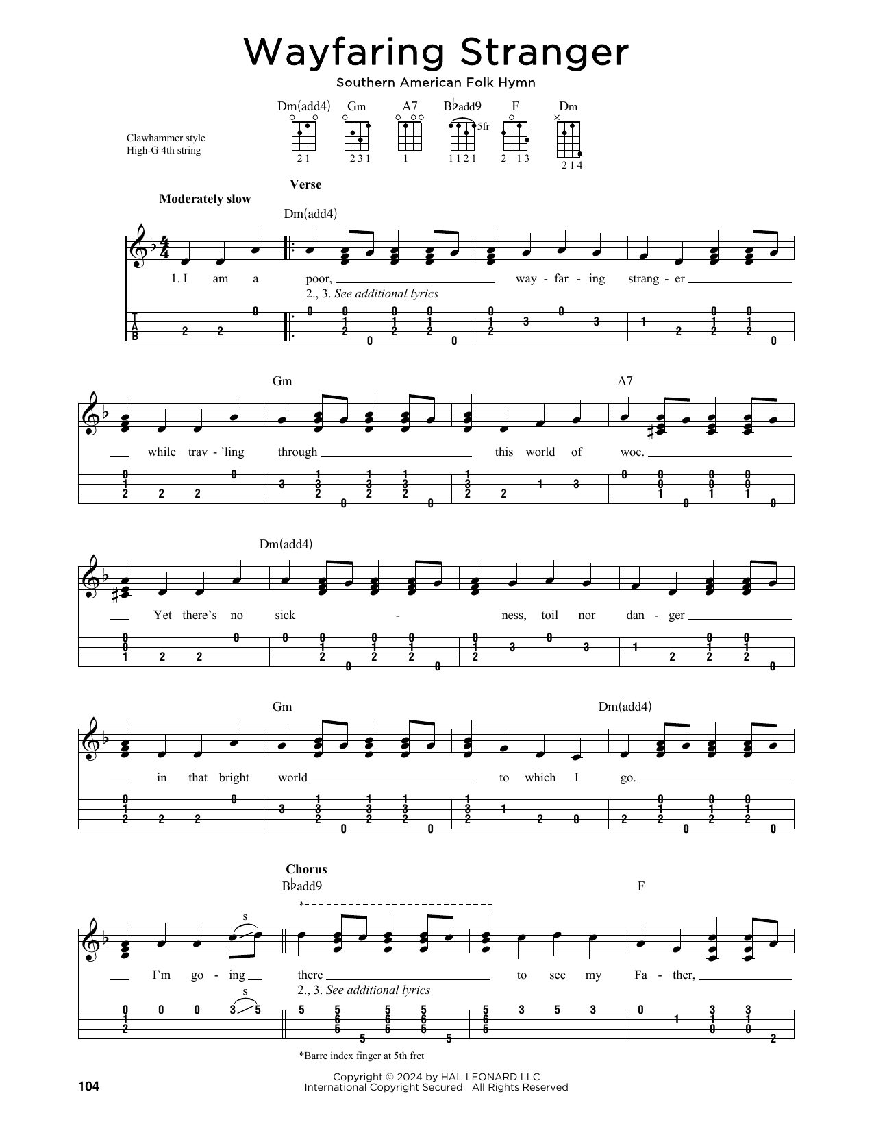 Product gallery: Page 1 of 1 Wayfaring Stranger (arr. Jim Schustedt), Southern American Folk Hymn