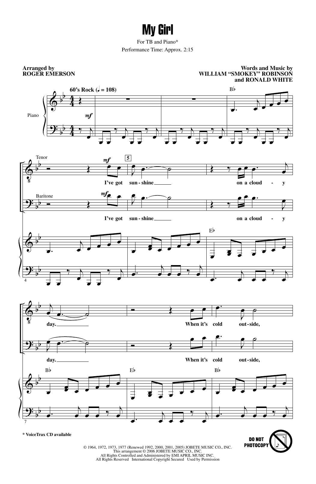 Produktgalerie: Seite 1 von 1 My Girl (arr. Roger Emerson), The Temptations, Chor