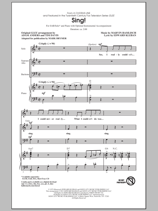 Product picture to: Sing! (ed. Mark Brymer)