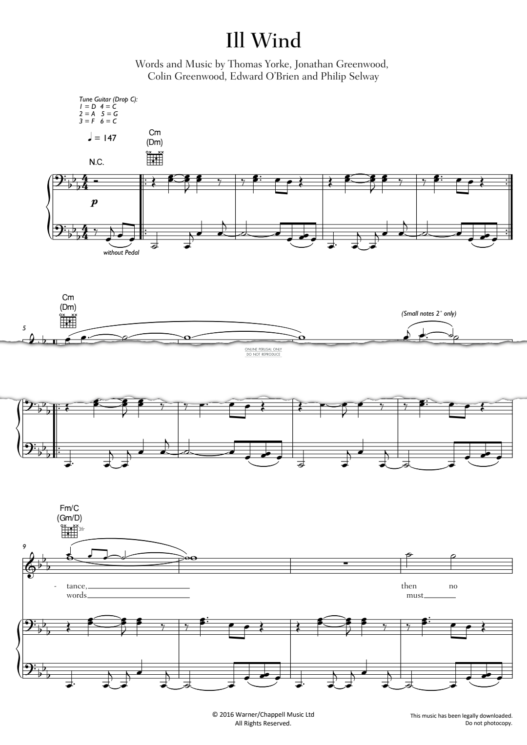 Produktgalerie: Seite 1 von 1 Ill Wind, Radiohead, Gesang, Gitarre, Klavier