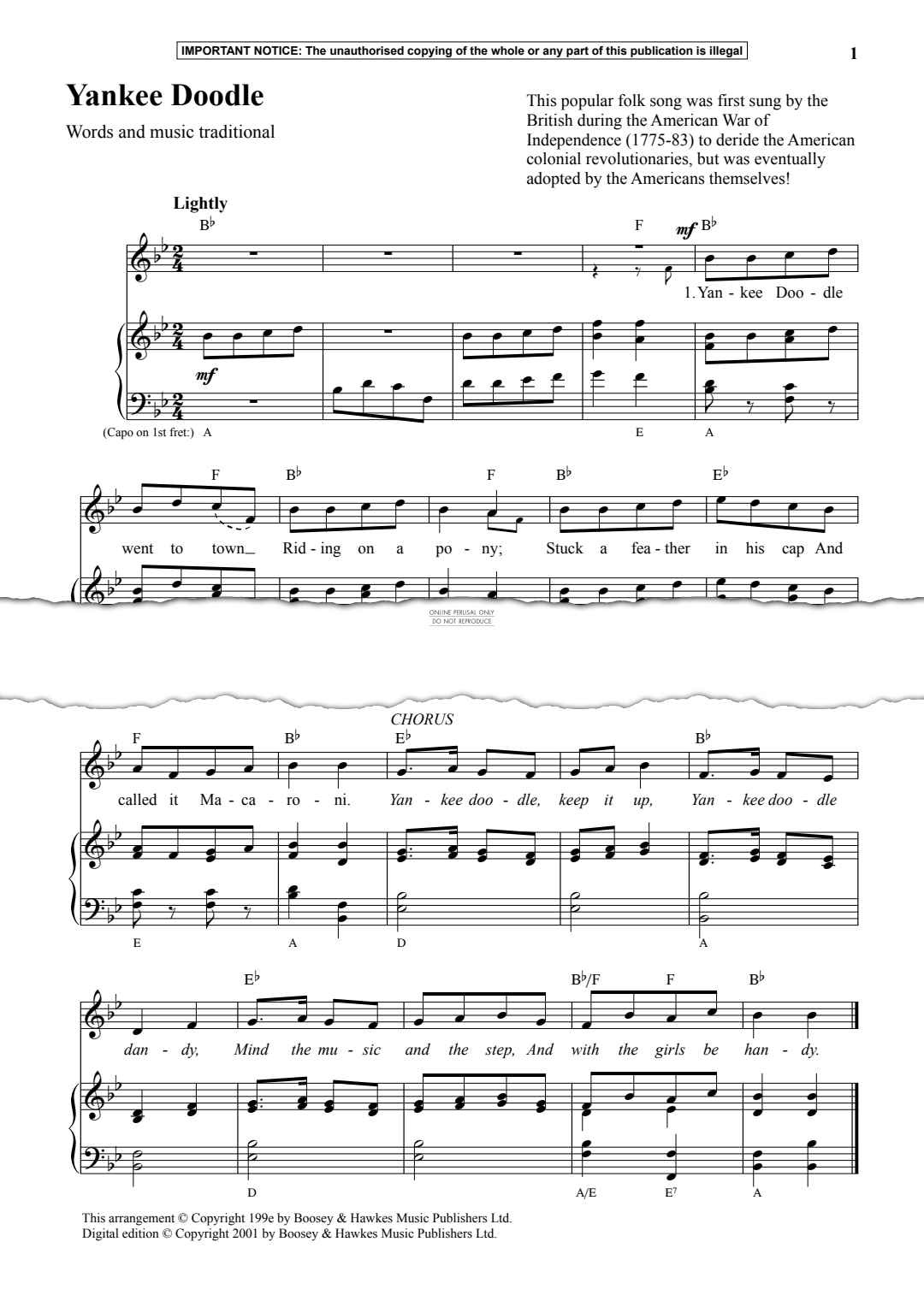 gallery: Yankee Doodle, Traditional, Gesang, Klavier