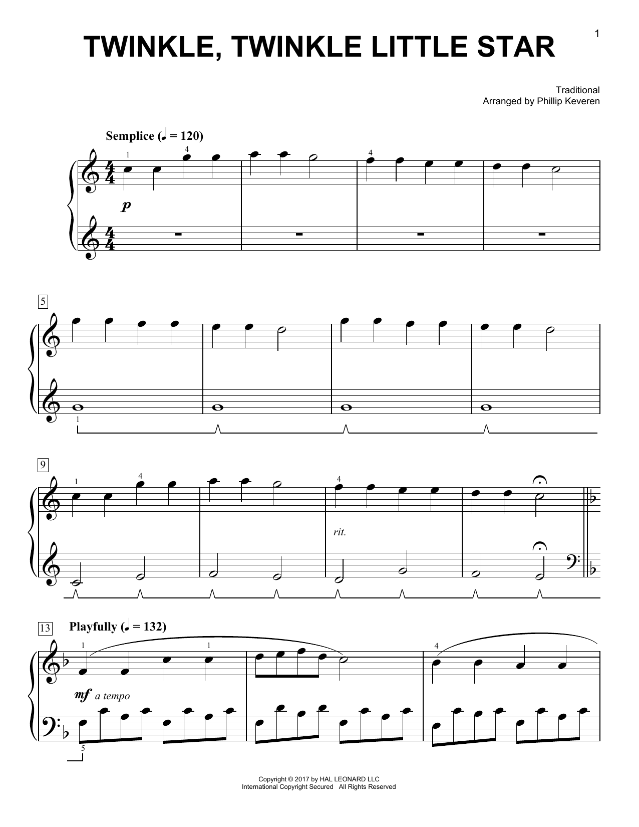 Product picture to: Twinkle, Twinkle Little Star [Classical version] (arr. Phillip Keveren)