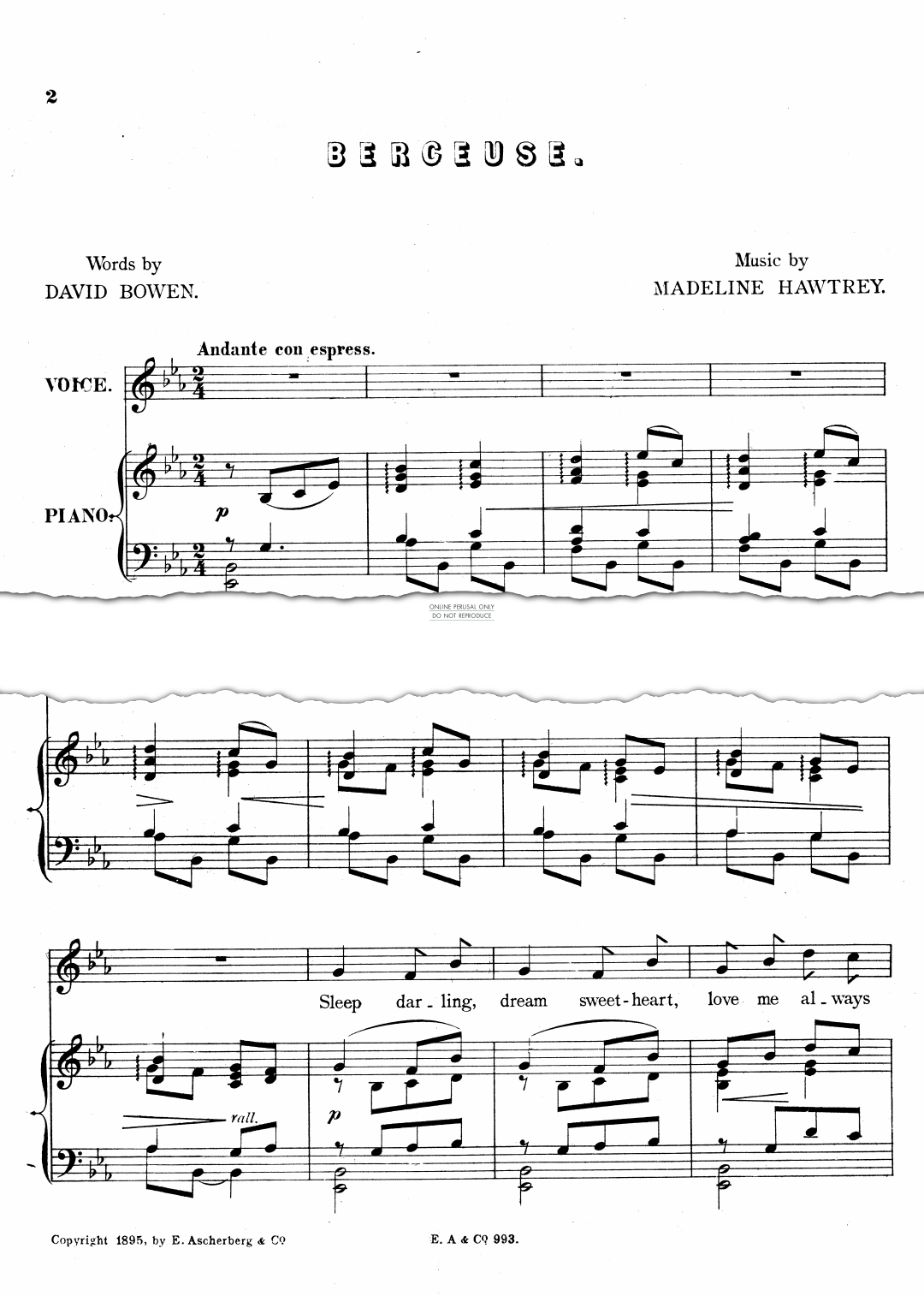 Produktgalerie: Seite 1 von 1 Berceuse (Slumber Song), Madeline Hawtrey, Gesang, Klavier